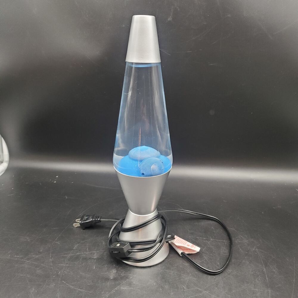 LAVA The Original Motion Lamp Blue Wax Silver Base 14.5 Inch Lava Lamp WORKS